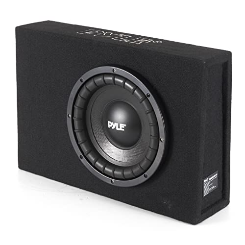 Pyle 10 Inch Subwoofer Box System - 500 Watts Powered Slim Bass with a Non-Pressed Paper Cone Perfect for Mount Car Truck Audio Subwoofer Enclosure, Rear Air Tight Seal Design