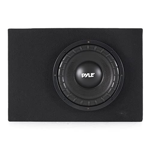 Pyle 10 Inch Subwoofer Box System - 500 Watts Powered Slim Bass with a Non-Pressed Paper Cone Perfect for Mount Car Truck Audio Subwoofer Enclosure, Rear Air Tight Seal Design