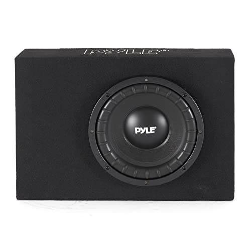 Pyle 10 Inch Subwoofer Box System - 500 Watts Powered Slim Bass with a Non-Pressed Paper Cone Perfect for Mount Car Truck Audio Subwoofer Enclosure, Rear Air Tight Seal Design