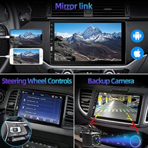 9 Inch Single Din Car Stereo Touchscreen Radio with Apple Carplay, Bluetooth, Android Auto, MirrorLink, Backup Camera, FM/AM Car Radio, USB/SD/AUX-in, Fast Charging, Subwoofer