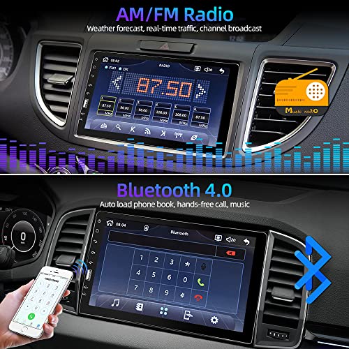 9 Inch Single Din Car Stereo Touchscreen Radio with Apple Carplay, Bluetooth, Android Auto, MirrorLink, Backup Camera, FM/AM Car Radio, USB/SD/AUX-in, Fast Charging, Subwoofer