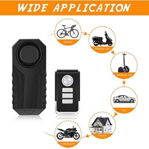 Bike Alarm with Remote 2 Pack, Loud 113dB Wireless Anti-Theft Vibration Motorcycle Bicycle Alarm IP55 Waterproof Super Vehicle Security Vibration Motion Sensor Alarm System