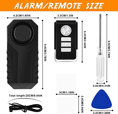 Bike Alarm with Remote 2 Pack, Loud 113dB Wireless Anti-Theft Vibration Motorcycle Bicycle Alarm IP55 Waterproof Super Vehicle Security Vibration Motion Sensor Alarm System