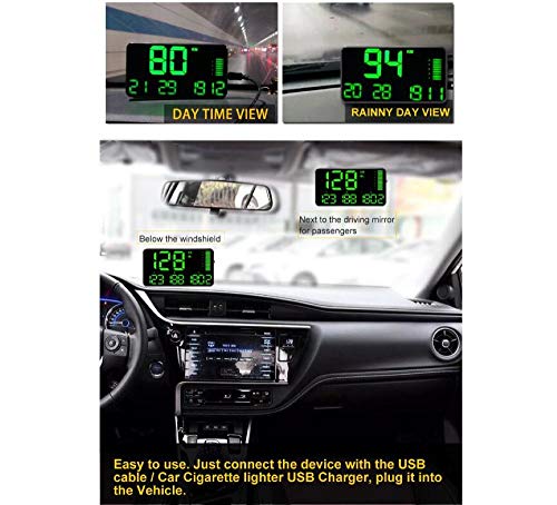 ELING Universal Head Up GPS Speedometer C90 HUD Digital Speed Display MPH KM/H LED Screen Speed Projector with Over Speed Alarm for All Vehicles