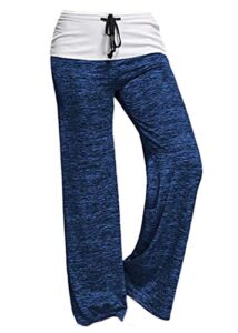 andongnywell women’s comfy high waist casual loose drawstring wide leg lounge pants (blue,x-large)