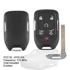 Self-Programmable Replacement for Proximity Smart Key Fob for 2015 2016 2017 2018 2019 2020 Chevy Suburban Tahoe GMC Yukon (FCC:HYQ1AA) 1 pcs