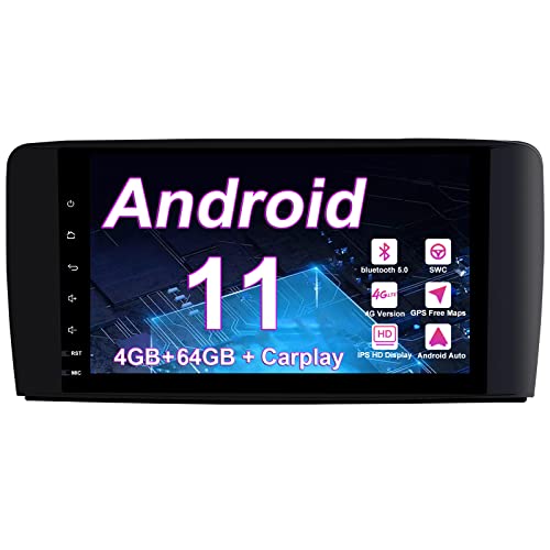 Android 11 Car Radio Stereo for Mercedes-Benz GL ML Class W164 X164 ML350 ML450 ML500 GL320 GL450 Octa Core 4GB RAM 64GB ROM IPS Multi-Touch Screen Double Din Wireless CarPlay