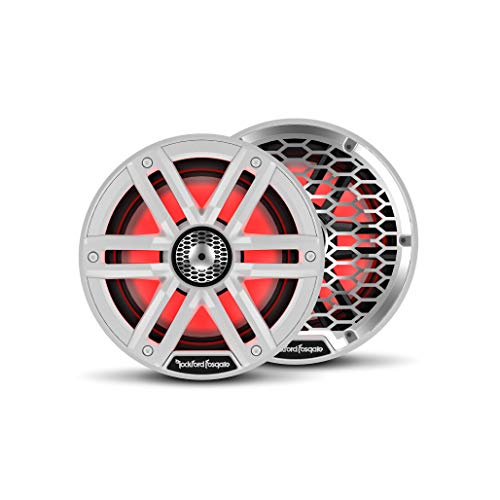 Rockford Fosgate M2-65 Color Optix 6.5” 2-Way Coaxial Multicolor LED Lighted Marine Speakers - White/Stainless (Pair)