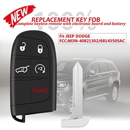 Proximity Smart Keyless Entry Car Remote Fob fit Jeep Grand Cherokee 2014-2021 Replacement for FCC ID: M3N-40821302 68143505AC 68143505AA 1 PCS