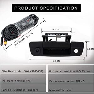 Tailgate Handle Camera Compatible with Dodge Ram 1500 2009-2017, 2500 3500 2010-2017 Tailgate Replace Rear View Camera, Tailgate Door Handle Camera