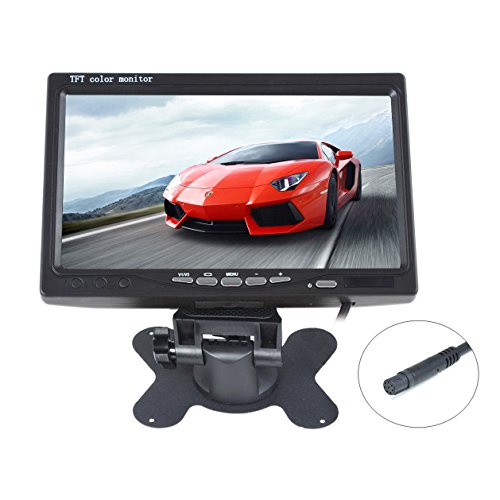 Kasionvi 7 Inch Tft-LCD Car Monitor 2 Video Input Car Rearview Headrest Monitor DVD VCR Monitor with Remote and Stand & Support Rotating The Screen 800480rgb 8pin Connect