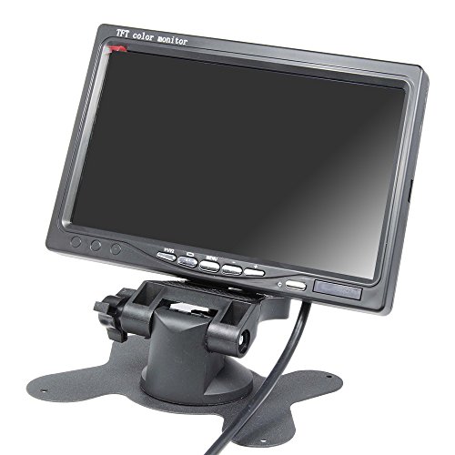 Kasionvi 7 Inch Tft-LCD Car Monitor 2 Video Input Car Rearview Headrest Monitor DVD VCR Monitor with Remote and Stand & Support Rotating The Screen 800480rgb 8pin Connect