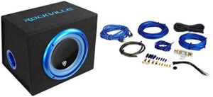 rockville rvb10.1a 10″ 500w powered car subwoofer+sub enclosure box+amp wire kit