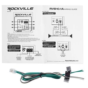 Rockville RVB10.1A 10" 500W Powered Car Subwoofer+Sub Enclosure Box+Amp Wire Kit