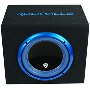 Rockville RVB10.1A 10" 500W Powered Car Subwoofer+Sub Enclosure Box+Amp Wire Kit