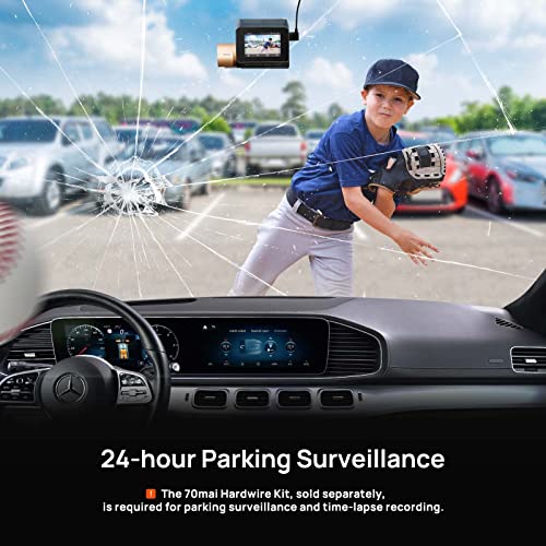 70mai Dash Cam Lite 2, 1080P Full HD Smart Dash Camera for Cars with Superior Night Vision, WDR, Parking Mode, Time-Lapse Mode, Optional GPS, Loop Recording, iOS/Android App Control