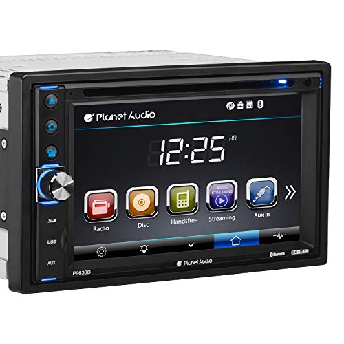 Planet Audio P9630B Car DVD Player - Double Din, Bluetooth Audio and Hands-Free Calling, 6.2 Inch LCD Touchscreen Monitor, MP3 Player, CD, DVD, WMA, USB, SD, AUX In, AM/FM Radio Receiver