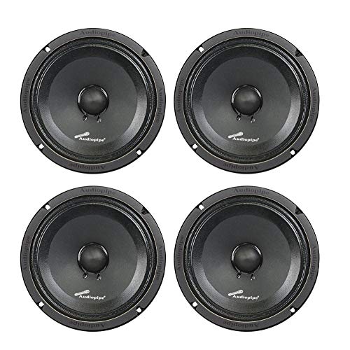 Audiopipe APMB-8SB-C 8 Inch 250 Watt MAX, 125 RMS, 8 Ohm Low/Mid Frequency Midrange Driver, Car Stereo Loudspeaker with KSV Voice Coil (4 Pack)