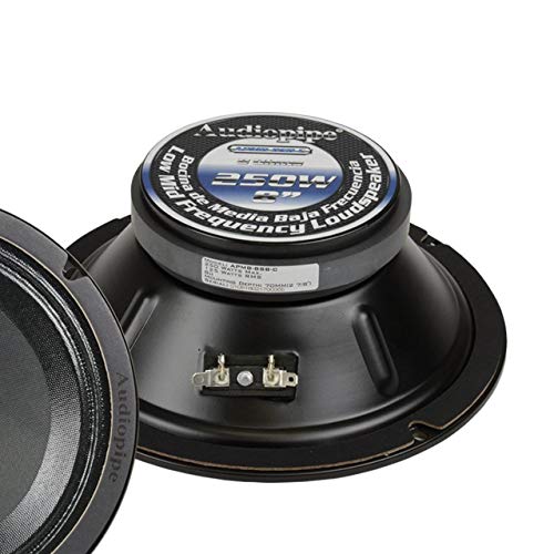 Audiopipe APMB-8SB-C 8 Inch 250 Watt MAX, 125 RMS, 8 Ohm Low/Mid Frequency Midrange Driver, Car Stereo Loudspeaker with KSV Voice Coil (4 Pack)