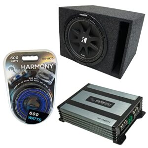 kicker bundle compatible with universal vehicle 43c124-n single 12″ 150w loaded sub box enclosure with ha-a400.1 mono amplifier