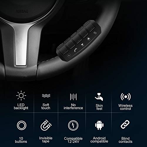 ANKEWAY Steering Wheel Controller for Android Car Radio, Installation Only Takes 5 Minutes, 10 Function Buttons for Controlling Hands-Free Calling/GPS Navigation/Radio/Music/Video