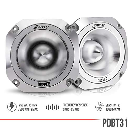 1.5” Audio Car Tweeter Speaker - Aluminum Die-Cast Frame, 500 Watt Peak, 2 kHz - 25 kHz Frequency Response, 4 Ohm, Heavy Duty 30 oz. Magnet Structure - Pyle PDBT31 SILVER