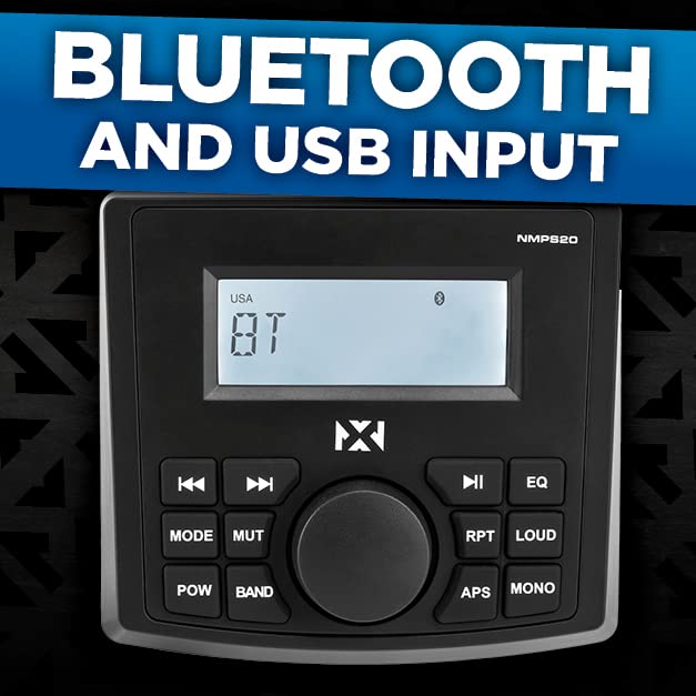 NVX NMPS20 Gauge Style Marine Stereo with Bluetooth and a Digital LED Backlit LCD Display - Perfect for Boats, UTVs, & ATVs