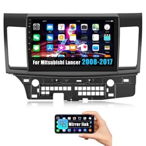 camecho android 10 car stereo for mitsubishi lancer 2008-2017, 10.1 inch touch screen gps navigation head unit bluetooth support wifi/steering wheel control/mirror link/backup camera