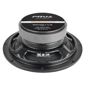 PRV AUDIO 8 Inch Shallow Midrange Buller Speaker 8MR400B-4 Slim, 4 Ohm, Shallow Mount Car Slim Speakers, 400 Watts Program Power 1.5 in Voice Coil, 200 Watts RMS, Compact for Doors (Single)