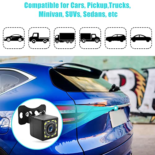 Car Backup Camera, Car Rear View Reverse Camera 12 LED Night Vision, Waterproof Dustproof 170°Wide Angle for Cars, Trucks, Pickups, Suvs