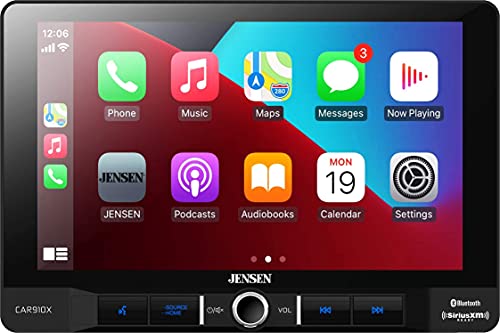 Jensen CAR910X 9 inch Mechless Multimedia Receiver with Apple CarPlay l Android Auto l SiriusXM-Ready l Built-in Bluetooth l 240 Watts MOSFET Power (60W x 4) (Renewed)