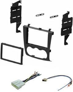 asc audio car stereo install dash kit, wire harness and antenna adapter for installing a double din aftermarket radio for 2007 2008 2009 2010 2011 2012 nissan altima w/manual climate knobs only