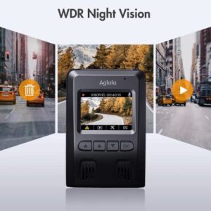 Dual Dash Cam, Aglaia 1080P Front and Rear Dash Camera, Full HD Car Dash Camera, 170° Wide-Angle Lens, WDR, Ultra Clear Night Vision, G-Sensor, Loop Recording, Motion Detection, Supercapacitor