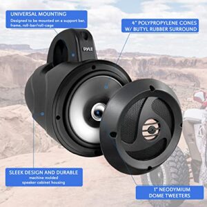 Pyle 2-Way Dual Waterproof Off-Road Speakers - 4 Inch 900W Marine Grade Wakeboard Tower Speakers System, Full Range Outdoor Audio Stereo Speaker for ATV, UTV, Quad, Jeep, Boat PLUTV40BK (Black)