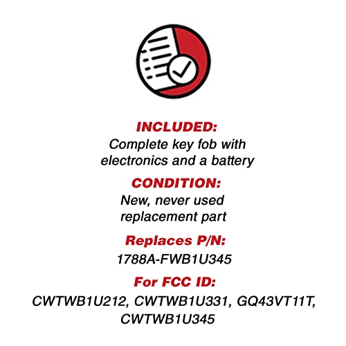 KeylessOption Keyless Entry Remote Control Fob Uncut Blank Car Ignition Key for CWTWB1U345, GQ43VT11T (Pack of 2)