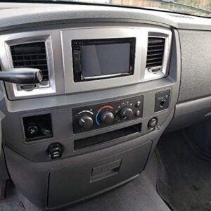 Silver Double Din Dash Install Kit w/Wiring Harness Radio Stereo Compatible with Dodge Ram