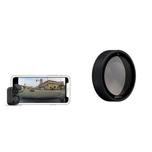garmin dash cam mini 2, tiny size, 1080p and 140-degree fov, monitor your vehicle while away w/ new connected features, voice control & polarized lens cover for dash cam, (010-12530-18)