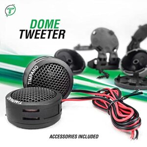 Timpano TPT-ST1 Dome Tweeter, 1 Inch Tweeter Set for Car Audio, Angle or Surface Mount Tweeters, 4 Ohm Soft Dome 150 Watts Max Power Tweeter for Pro Car Audio (Pair)