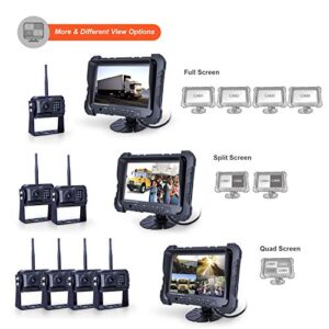 Yuwei Digital Wireless Backup Camera System,YW-77214 Dual HD 720P Camera Wireless Reverse System with Night Vision and Wide Viewing Angles, 7inch Wireless Monitor Split Screen for Trailer, RVs, Ca