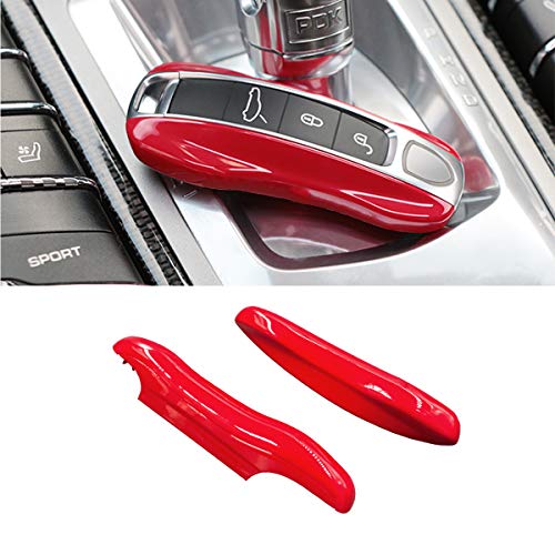 Jaronx 2PCS Glossy Red Key Fob Cover Compatible with Cayenne Panamera 2018-2023/911 Carrera 2020-2023 /Taycan 2020-2023, Remote Key Covers Painted Keyless Entry Key Protectors