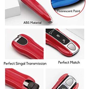 Jaronx 2PCS Glossy Red Key Fob Cover Compatible with Cayenne Panamera 2018-2023/911 Carrera 2020-2023 /Taycan 2020-2023, Remote Key Covers Painted Keyless Entry Key Protectors