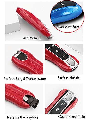 Jaronx 2PCS Glossy Red Key Fob Cover Compatible with Cayenne Panamera 2018-2023/911 Carrera 2020-2023 /Taycan 2020-2023, Remote Key Covers Painted Keyless Entry Key Protectors