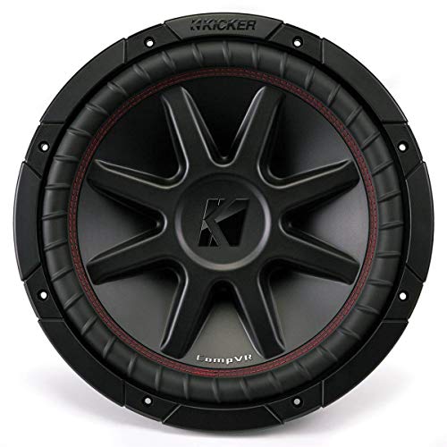 Kicker 43CVR122 CompVR 12 Inch 1600 Watts 2 Ohm Dual Voice Coil Car Audio Subwoofers with Santoprene Surround and Progressive Roll Spider, Pair