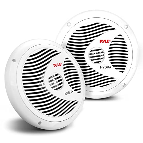 Pyle 8” Dual Marine Speakers - 180W Waterproof, PP Cone w/Rubber Surround, Boat Truck Mobile or Off-Road Speaker (White)