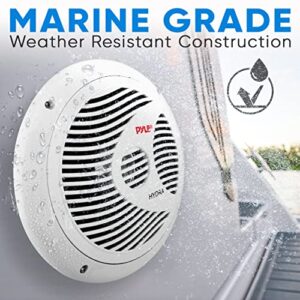 Pyle 8” Dual Marine Speakers - 180W Waterproof, PP Cone w/Rubber Surround, Boat Truck Mobile or Off-Road Speaker (White)