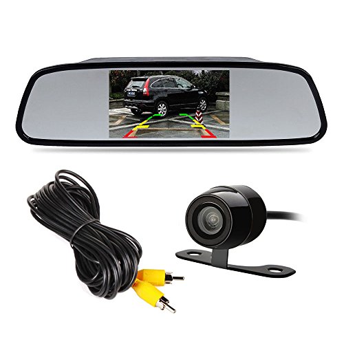 4.3" TFT LCD Car Rear View Mirror Monitor Kit + Waterproof Mini Backup Reverse Reversing Camera 170°For Car/Vehicle