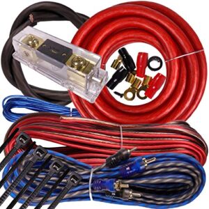 gravity bgr-kit4-r-pk2-3000w complete 3000w 4 gauge amplifier installation wiring kit amp pk2 4 ga for installer and diy hobbyist – perfect for car/truck/motorcycle/rv/atv, 3000w / red