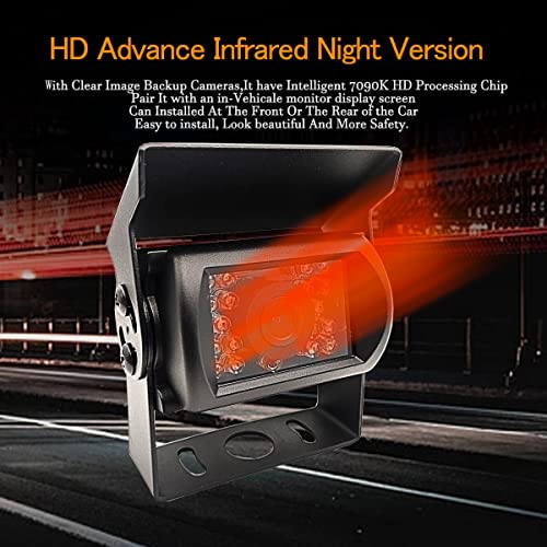 4 Pin Stable 12V 24V CCD Car Parking Reverse Camera Waterproof 18 Led IR Night Vision Wide View Angle Cab Backup Camera for Truck Pickup Trailer Bus RV Caravan+4 Pin 10m Connector Cable