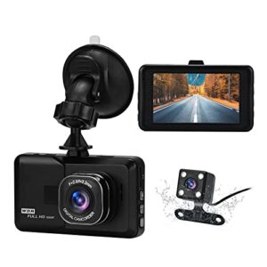 lychee dual dashcam driving record front and rear 1080p with 3 inch lcd 120° loop recording night vision g-sensor