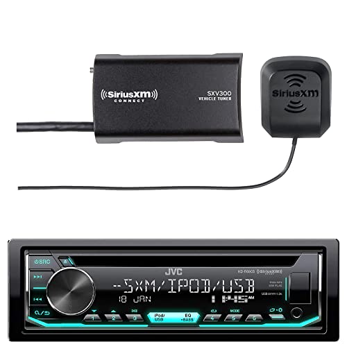 Single DIN CD Player Receiver USB AUX AM/FM Radio Receiver Bundle Combo with SXV300v1 Satellite Radio Connect Vehicle Tuner Kit